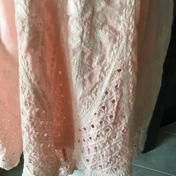 love J Off Shoulder Eyelet Blouse XLARGE Cropped Coral Pink 100% Cotton Romantic - Picture 4 of 16